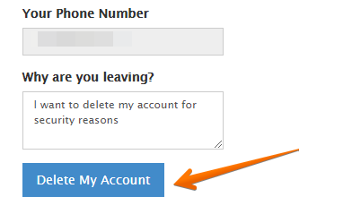 Delete My Account Button on Telegram