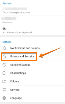 Privacy and Security Settings on Telegram App