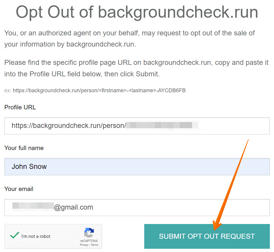 Submit the opt-out form